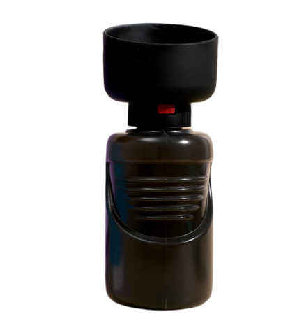 Black dog water bottle bottle on a white background