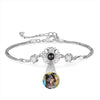 925 Silver bracelet with a sunflower-shaped bracelet featuring a pet picture inside