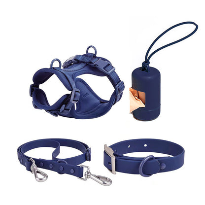 4-Piece Dog Set: Collar, Harness, Leash, and poop bag dispenser