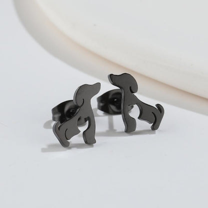 Women's Stainless Steel Cute Puppy Stud Earrings