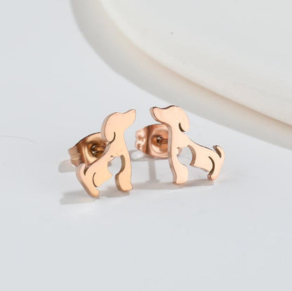 Women's Stainless Steel Cute Puppy Stud Earrings