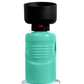 Turquoise dog water bottle with black nozzle on a white background