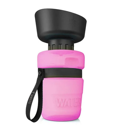 Portable Water Bottle with Built-in Flip Bowl