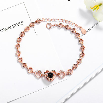 Heart Bracelet with projection picture of your choice