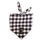 Customizable Black & white check bandana with chenille patch